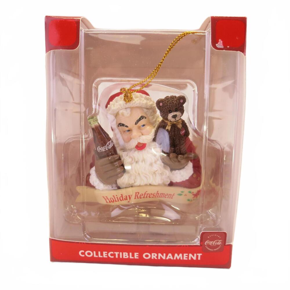 Vintage Trevco Coca-Cola Santa with Bear & Coke Ornament